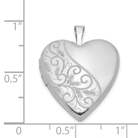 Sterling Silver 20mm Scrolled Heart Locket - Picture 5 of 6